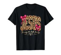 Jesus Leopard Pattern The Way The Truth The Life John 14:6 Value Graphic T-Shirt, Men, Black, S