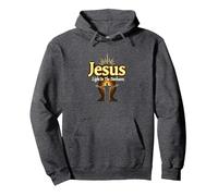Jesus: Light In The Darkness - Life Is Scary Without Jesus Pullover Hoodie, Adult Unisex, Dark Heather Grey, L