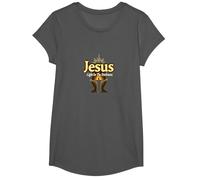 Jesus: Light in The Darkness - Life is Scary Without Jesus T-Shirt, Girls, Asphalt, Small
