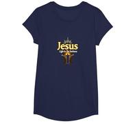 Jesus: Light in The Darkness - Life is Scary Without Jesus T-Shirt, Girls, Navy, Small