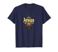 Jesus: Light in The Darkness - Life is Scary Without Jesus T-Shirt, Men, Navy, 6XL