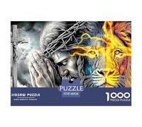 Jesus Lion 1,000 Piece Spiritual Figure Dramatic Monochrome Artplastic 3D Puzzle Gift for Adults Durable Thick Pieces Home Decor Wall Decor Stress Relief 38x26cm/1000pcs