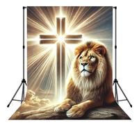 Jesus-Lion-Cross 5x7ft Photography Backdrop, Photo Background With Rod Pocket, Foldable Studio Backdrop For Birthday, Wedding, Party Decoration