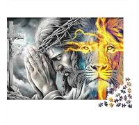 Jesus Lion Jigsaw Puzzles for Adults Challenging Puzzles The Impossible Challenge 1000 Pieces Cute Difficult Hard Jigsaw Puzzles for Man And Woman with Letters on Back 38x26cm/1000pcs
