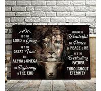 Jesus Lion Lamb The Perfect Combination He Is The Lord Of Glory Lion Of Judah Christian Easter Proud Christian Home Decor Metal Sign Poster 8X12 inches