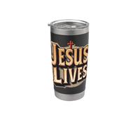 Jesus Lives Happy Easter Day Risen Christ Christian Cross Stainless Steel Insulated Tumbler