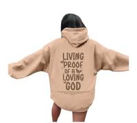 Jesus Living Proof of A Loving God Hoodies for Women 2025 Summer Christian Essential Pullover Hoodies Trust In The Lord Workou Casual with Hood Graphic Beach Sweatshirts Y2K Cartoon Khaki