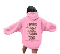 Jesus Living Proof of A Loving God Hoodies for Women 2025 Summer Christian Essential Pullover Hoodies Trust In The Lord Workou Casual with Hood Graphic Beach Sweatshirts Y2K Cartoon Pink