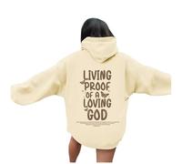Jesus Living Proof of A Loving God Hoodies for Women 2025 Summer Christian Essential Pullover Hoodies Trust In The Lord Workou Casual with Hood Graphic Beach Sweatshirts Y2K Cartoon Beige