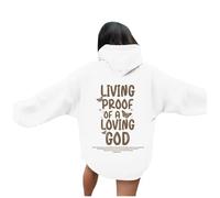 Jesus Living Proof of A Loving God Hoodies for Women 2025 Summer Christian Essential Pullover Hoodies Trust In The Lord Workou Casual with Hood Graphic Beach Sweatshirts Y2K Cartoon White