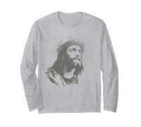 Jesus Looking Up Portrait Silhouette Christ Is King Long Sleeve T-Shirt