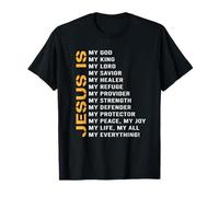 Jesus Lord God Savior Devotee Gift Idea Jesus T-Shirt - Men's Unisex Kids - Black - Religious Theme - Long Sleeve - Small - Crew Neck - Classic Fit - Stretchable - Cotton 60% Polyester 40%