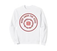 Jesus Love Faith Rose Emblem Minimal Christian Sweatshirt