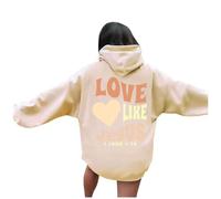 Jesus Love Like Jesus Hoodies Aesthetic for Women Fall Christian Letter Hooded Tops Pray The Lord Fashion Soft Graphic Outfits Gothic I Love Jesus Religious with Hood Trendy Preppy Beige