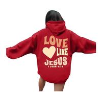 Jesus Love Like Jesus Hoodies Aesthetic for Women Fall Christian Letter Hooded Tops Pray The Lord Fashion Soft Graphic Outfits Gothic I Love Jesus Religious with Hood Trendy Preppy Wine