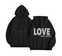 Jesus Love Like Jesus Hoodies for Women Fashion Trendy Christian Crewneck Hooded Tops Trust In The Lord Comfort Western Graphic with Hood Long Sleeve Casual Pullover Hoodies Cartoon Black