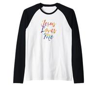 Jesus Love Me Cool Retro Christian Tie Dye Raglan Baseball Tee