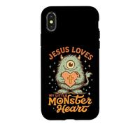 Jesus Loves Adorable Monster Heart Cross Case for iPhone X/XS