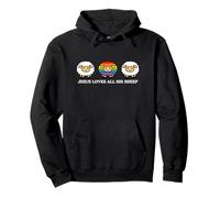 Jesus Loves All His Sheep Funny Rainbow Gay Pride Parade God Pullover Hoodie