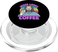 Jesus Loves Coffee Bible Caffeine Espresso Religious Morning PopSockets PopGrip for MagSafe