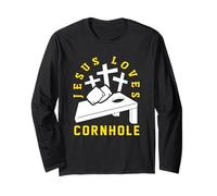 Jesus Loves Cornhole Player Design Long Sleeve T-Shirt
