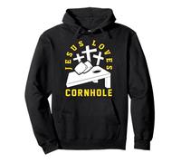 Jesus Loves Cornhole Player Design Pullover Hoodie