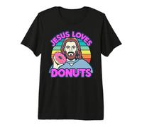Jesus Loves Donuts Doughnuts Sweet Sugar Baked Dessert Woman Premium T-Shirt
