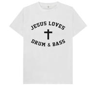 Jesus Loves Drum & Bass Kids Womens Mens T Shirt XXL White