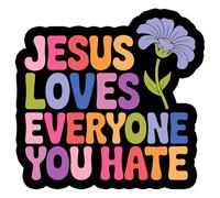 Jesus Loves Everyone You Hate Patch 3 Inches Jesus Bible Verse Religious Catholic Trust In God Iron On/Sew On Embroidery Fabric Applique Patches for Trucker Hats Clothes Backpack DIY Accessories Gifts
