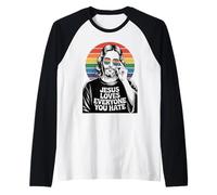 Jesus Loves Everyone You Hate Pride Month Rainbow LGBTQ Raglan Baseball Tee