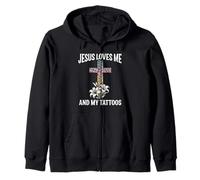 Jesus Loves Me And My Tattoos Zip Hoodie