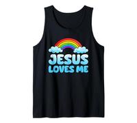 Jesus Loves Me Cute Rainbow Kid Christianity Faith Religious Tank Top