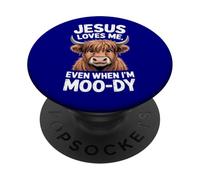 Jesus Loves Me - Even When I'm Moo-dy PopSockets Adhesive PopGrip