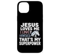 Jesus Loves Me I Love Horses Statement Case for iPhone 14 Plus