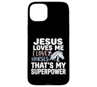 Jesus Loves Me I Love Horses Statement Case for iPhone 15 Plus
