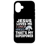 Jesus Loves Me I Love Horses Statement Case for iPhone 16