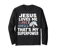 Jesus Loves Me I Love Horses Statement Long Sleeve T-Shirt