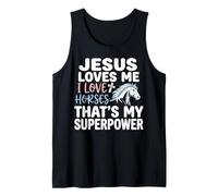Jesus Loves Me I Love Horses Statement Tank Top
