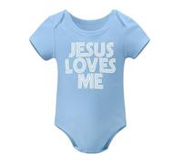 Jesus Loves Me Retro Christian Baby Romper Boys Or Girls Sky Blue-style 3months