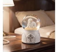 Jesus Loves Me Snow Globe with Music - Christian Lamb Figurine, Religious Musical Ornament, LED Light & Snow Effect, Faith Gift for Baptism, Confirmation & Home Decor