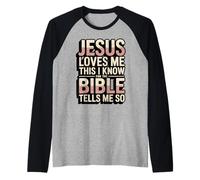 Jesus Loves Me This I Know Bible Verse Christian Raglan Baseball Tee