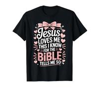Jesus Loves Me This I Know Bible Verse Christian Value Graphic T-Shirt, Men, Black, L