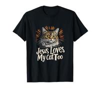 Jesus loves my cat too cute religious message with feline lo T-Shirt
