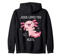 Jesus Loves You Alotl - Axolotl Christian Faith Adult & Kids Zip Hoodie