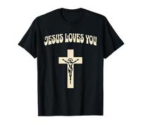 Jesus Loves You Bold Cross Crucifixion Graphic T-Shirt