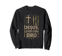 Jesus Loves You Bro Camo Flag Christian Faith Men Women Kids Sweatshirt