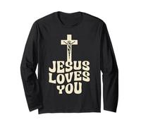 Jesus Loves You Cross Crucifixion Graphic Long Sleeve T-Shirt