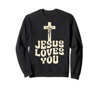 Jesus Loves You Cross Crucifixion Graphic Sweatshirt