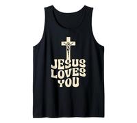 Jesus Loves You Cross Crucifixion Graphic Tank Top