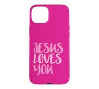 Jesus Loves You, Distressed Pink Message, Christian Case for iPhone 15 Plus
